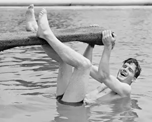Weekend Activities Prints: Man hanging from diving board (B&W)