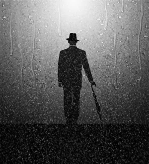 Solitude Gallery: Man hat rain