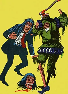 Facial Ex Prints: Man With Headless Zombie
