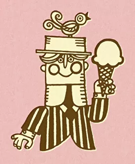 Unhealthy Eating Gallery: Man Holding Ice Cream Cone