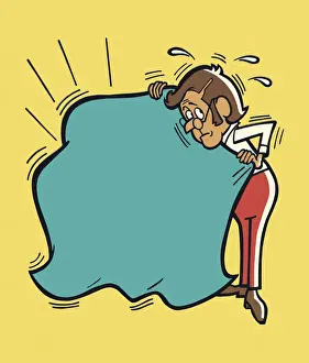 Insurance Prints: Man Holding Up a Large Sheet