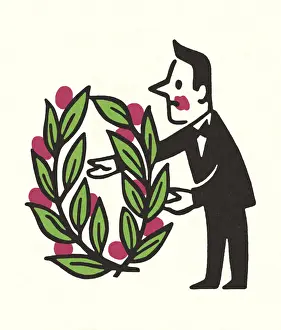 Man Holding a Laurel Wreath