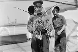 Lobster Prints: Man Holding Spined Lobster