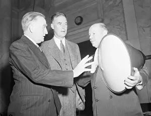 Tube Prints: Man Holding TV Tube Talks to Senator