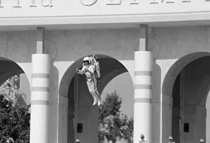 Man with Jet Pack Flies into the Los Angeles Coliseum during Opening Ceremonies