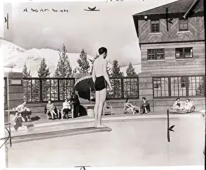 Pool Prints: Man About to Leap into Pool