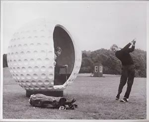 Sunningdale Prints: Man Looking Out from a Golf Course Shelter