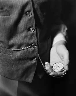 Pocket Watch Prints: Man Looking at Pocket Watch