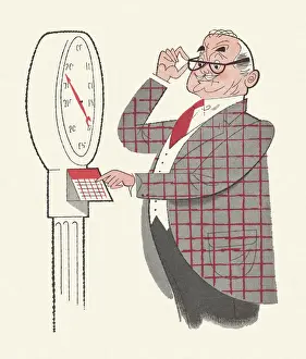 Man Looking at a Scale