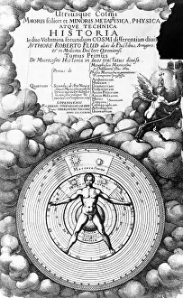 Man the Microcosmus surrounded by spheres of the Macrocosm. From Fludd: Utriusque Cosmi Historia Opp