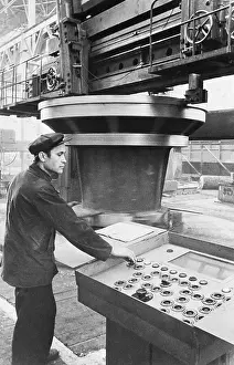Instrument Panel Prints: Man Operating Huge Lathe