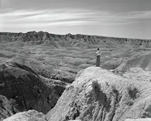 Badlands Prints: Man Overlooks The Badlands
