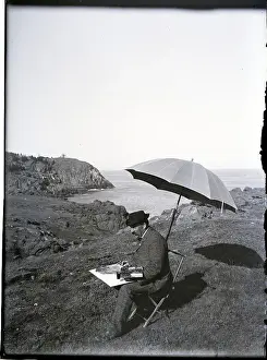 Man Painting Along Maine's Coast