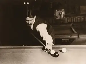 Toned Image Prints: Man playing billiards (B&W sepia tone)
