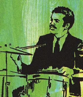 African American Prints: Man Playing a Drum Set