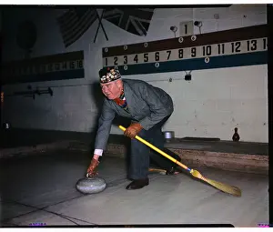 Curling Prints: Man Playing the Game of Curling