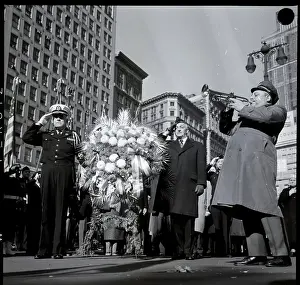 Horn Prints: Man Playing Taps At Veterans Day Ceremon