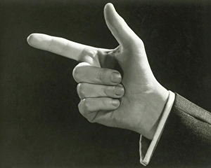 Man pointing, close up of hand