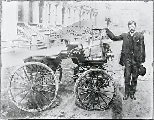 Man Posing with Selden Automobile