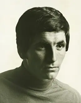 Mock Turtleneck Prints: Serious man posing in studio, (B&W), portrait