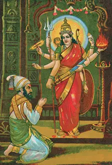 Man Praying to Goddess