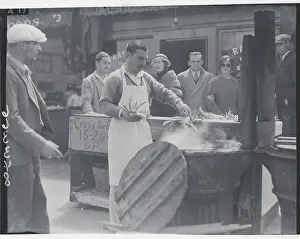 Crab Prints: Man Preparing Crabs for Customers