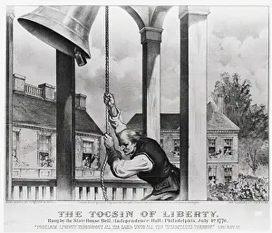Pulling Prints: Man Pulling On Bell Rope; Lithograph