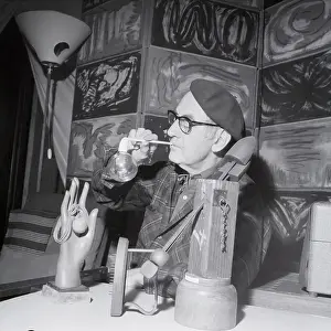 Bubble Prints: Man Ray Surrounded by Sculptures and Paintings