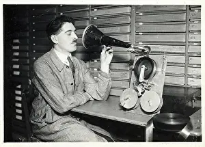 Audio Recording Prints: Man Recording Voice On Film