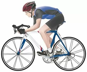 Images Dated 30th March 2006: Man in riding bicycle, side view