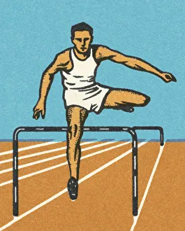 Sports Race Gallery: Man Running Hurdles