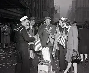 V E Day Prints: Man Selling Flags On V-E Day