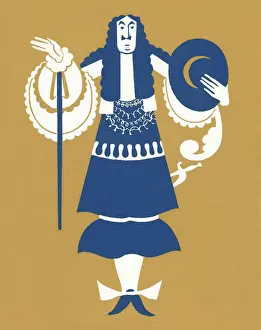 Brown Background Prints: Man in Seventeen Century Clothing