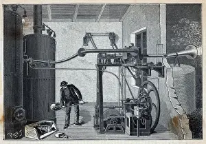 Furnace Prints: Man Shovels Coal Into Siren Mechanism