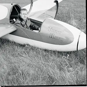 Hampton Prints: Man Sitting in the Cockpit of His Sailplane