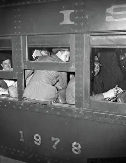 Window Sill Prints: Man Sitting on Train Window Sill