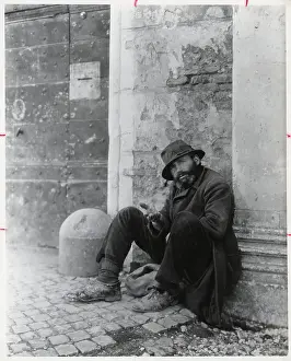 Begging Prints: Man Sitting Against A Wall Begging