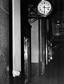 42nd Street Prints: Man Sleeping In Bank Window;Head Out