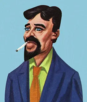 Hairdo Prints: Man Smoking a Cigarette