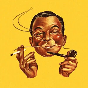 Face Gallery: Man Smoking a Cigarette and a Pipe