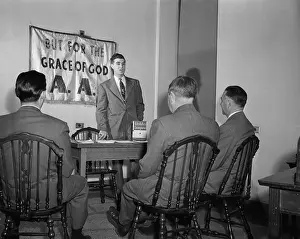 Alcoholism Prints: Man Speaking at Alcoholics Anonymous