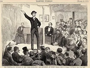 Man Speaking to Crowd About Temperance