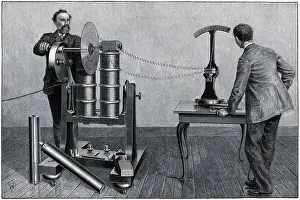 Magnet Prints: Man Spinning Electro Magnet Galvometer