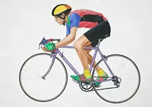 Helmet Gallery: Man in sports gear riding bicycle, side view