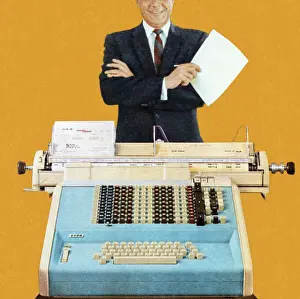 Ilustrati Prints: Man Standing in Front of Office Equipment