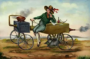 Man on Steam-Driven Plow