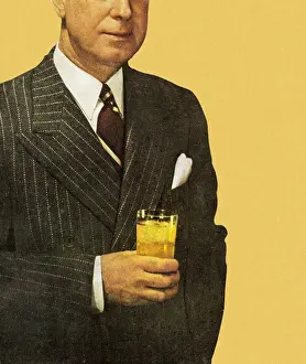 After Work Prints: Man in Suit Holding Beverage