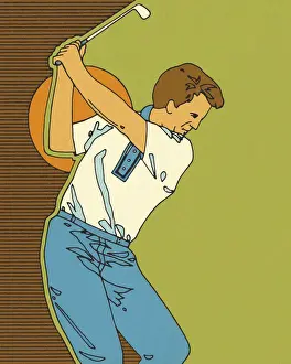 Player Prints: Man Swinging a Golf Club
