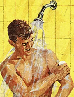 Ilustration Collection: Man Taking a Shower
