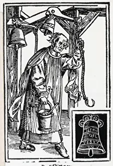 Man In Tower Ringing Bell; Holding Bucke